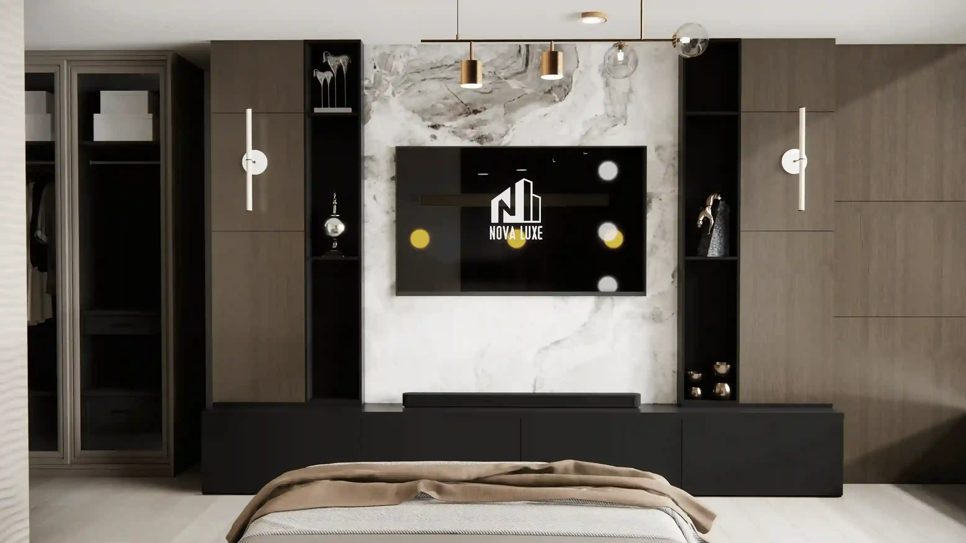 Bedroom styling in Centaurus apartment interior